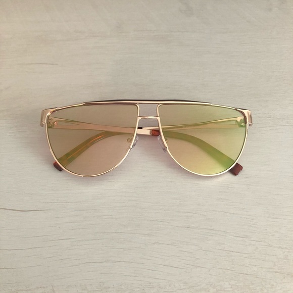 Classic Aviator Sunglasses Flat Top Mirrored Rose - Picture 2 of 6